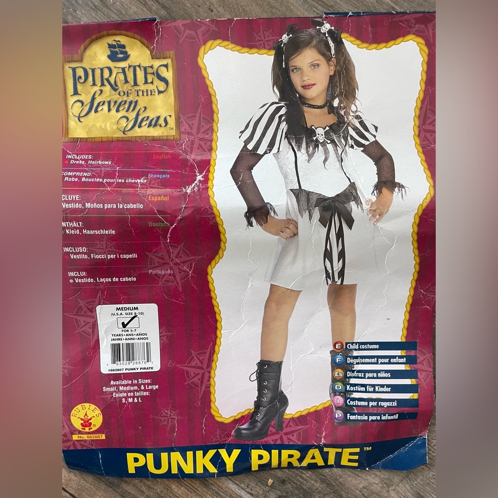 Halloween-Rubies costumes , punky pirate, child medium 8-10, gently used